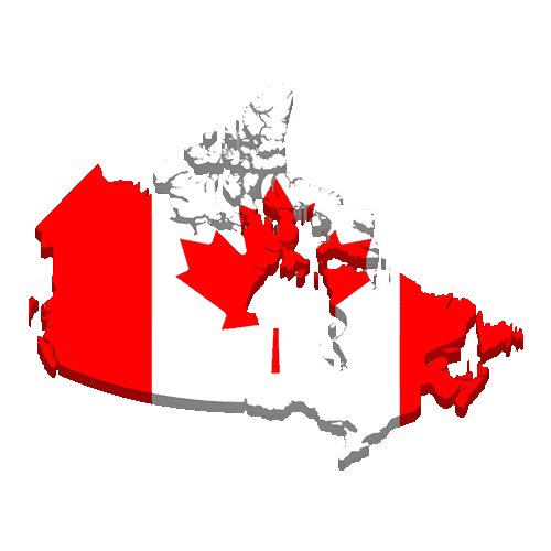 Canada's map with flag colors on it